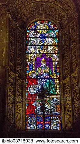 Stock Photo - "Church window, Mosteiro dos Jeronimos, Jeronimos Monastery, UNESCO World Cultural Heritage Site, Belem, Lisbon, Lisbon District, Portugal, Europe". Fotosearch