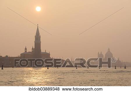 Stock Photo - "Churches of San Giorgio Maggiore and Santa Maria della Salute, Venice, Veneto, Italy, Europe". Fotosearch