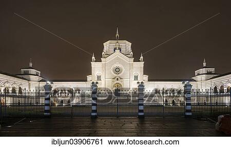 "Cimitero Monumentale cemetery at night, entrance gate, memorial chapel or Famedio and side galleries, historicism, opened in 1866, Milan, Lombardy, Italy, Europe" View Large Photo Image Stock Image - "Cimitero Monumentale cemetery at night, entrance gate, memorial chapel or Famedio and side galleries, historicism, opened in 1866, Milan, Lombardy, Italy, Europe". Fotosearch