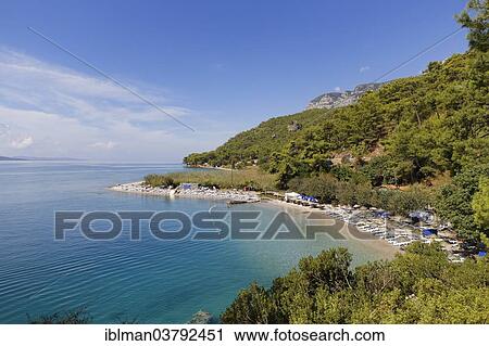 Stock Image - "Cinar plaji beach in Akyaka, Gulf of Gokova, Mugla Province, Aegean Region, Turkey Province". Fotosearch