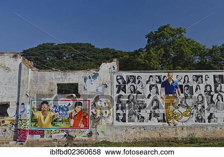 "Cinema posters on wall of a broken down house, Mysore, India, Asia" View Large Photo Image Stock Photo - "Cinema posters on wall of a broken down house, Mysore, India, Asia". Fotosearch
