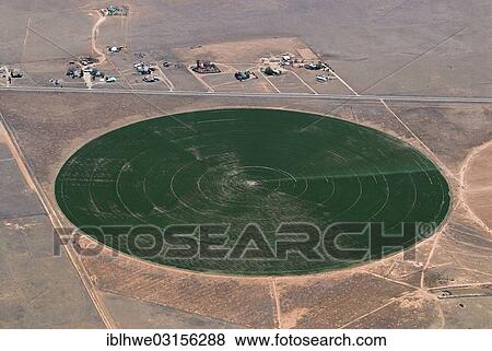 "Circular field with fodder crops watered by irrigation systems in the desert of New Mexico, Moriarty, Moriarty, New Mexico, United States, North America" View Large Photo Image Stock Photo - "Circular field with fodder crops watered by irrigation systems in the desert of New Mexico, Moriarty, Moriarty, New Mexico, United States, North America". Fotosearch