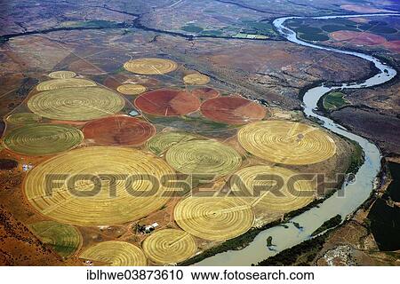 "Circular fields on the Orange River, irrigation of large areas in the Karoo Desert, Gariepdam, Free State Province, South Africa, Africa" View Large Photo Image Stock Image - "Circular fields on the Orange River, irrigation of large areas in the Karoo Desert, Gariepdam, Free State Province, South Africa, Africa". Fotosearch