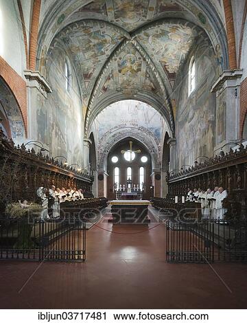 "Cistercian monks in prayer in the Gothic Chiaravalle Abbey, Abbazia Chiaravalle Milanese, Rogoredo, Milan, Lombardy, Italy, Europe" View Large Photo Image Stock Image - "Cistercian monks in prayer in the Gothic Chiaravalle Abbey, Abbazia Chiaravalle Milanese, Rogoredo, Milan, Lombardy, Italy, Europe". Fotosearch