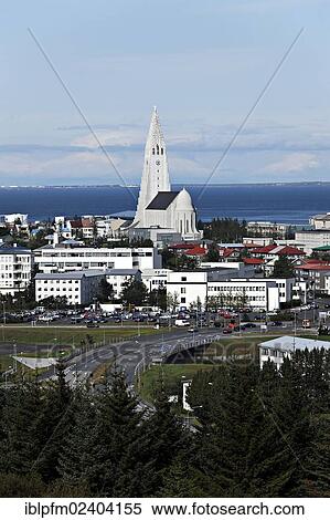 Stock Photography - "City and Hallgrimskirkja church, Reykjavik, Iceland, Europe". Fotosearch