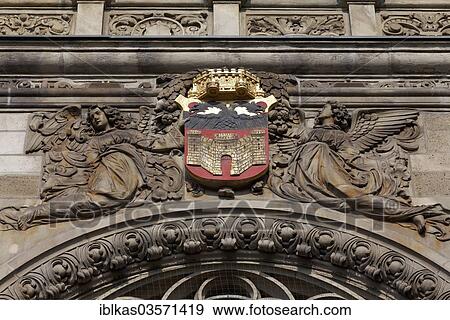 "City arms on the facade of the Town Hall, Renaissance style, Duisburg, Ruhr district, North Rhine-Westphalia, Germany, Europe" View Large Photo Image Stock Photo - "City arms on the facade of the Town Hall, Renaissance style, Duisburg, Ruhr district, North Rhine-Westphalia, Germany, Europe". Fotosearch
