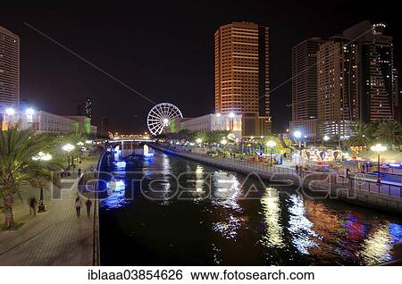 "City at night, Sharjah, Emirate of Sharjah, United Arab Emirates, Asia" View Large Photo Image Stock Photograph - "City at night, Sharjah, Emirate of Sharjah, United Arab Emirates, Asia". Fotosearch
