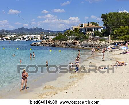 Stock Photo - "City beach of Porto Colom, Majorca, Balearic Islands, Spain, Europe". Fotosearch