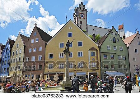 "City fountain with the statue of Saint Magnus of Fuessen, Fuessen, Ostallgaeu, Allgaeu, Schwabia, Bavaria, Germany, Europe" View Large Photo Image Stock Image - "City fountain with the statue of Saint Magnus of Fuessen, Fuessen, Ostallgaeu, Allgaeu, Schwabia, Bavaria, Germany, Europe". Fotosearch
