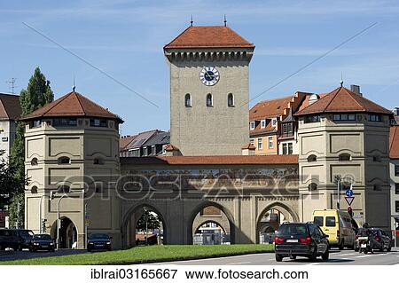 "City gate and gate tower of the Isar Gate, Isartorplatz, Munich, Upper Bavaria, Bavaria, Germany, Europe" View Large Photo Image Stock Photo - "City gate and gate tower of the Isar Gate, Isartorplatz, Munich, Upper Bavaria, Bavaria, Germany, Europe". Fotosearch