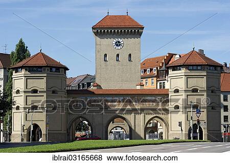 "City gate and gate tower of the Isar Gate, Isartorplatz, Munich, Upper Bavaria, Bavaria, Germany, Europe" View Large Photo Image Stock Photo - "City gate and gate tower of the Isar Gate, Isartorplatz, Munich, Upper Bavaria, Bavaria, Germany, Europe". Fotosearch
