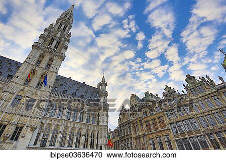 "City hall Hotel de Ville or Stadhuis on Grand Place or Grote Markt square, Brussels, Brussels Region, Belgium, Europe" View Large Photo Image Stock Image - "City hall Hotel de Ville or Stadhuis on Grand Place or Grote Markt square, Brussels, Brussels Region, Belgium, Europe". Fotosearch