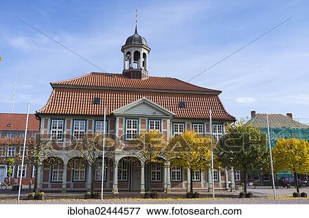 Stock Photo - "City Hall in Boizenburg - Elbe, Mecklenburg-Western Pomerania, Germany, Europe". Fotosearch