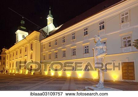 "City Hall, left, baroque Jesuit church, right, Main Square, Sibiu, Transylvania, Romania, Europe" View Large Photo Image Stock Photo - "City Hall, left, baroque Jesuit church, right, Main Square, Sibiu, Transylvania, Romania, Europe". Fotosearch