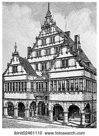 "City Hall of Paderborn, from 1614 to 1616, illustration, Meyers Konversations-Lexikon encyclopedia, 1897" View Large Photo Image Stock Image - "City Hall of Paderborn, from 1614 to 1616, illustration, Meyers Konversations-Lexikon encyclopedia, 1897". Fotosearch