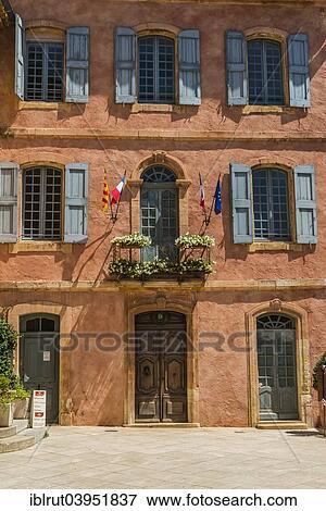 "City Hall painted with ocher, Roussillon, Provence, Vaucluse department, Provence-Alpes-Cote d'Azur, France, Europe" View Large Photo Image Stock Photo - "City Hall painted with ocher, Roussillon, Provence, Vaucluse department, Provence-Alpes-Cote d'Azur, France, Europe". Fotosearch