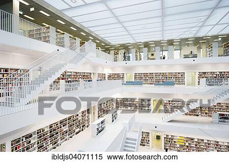 Stock Photography - "City library, architect Eun Young Yi, Stuttgart, Baden-Wurttemberg, Germany, Europe". Fotosearch