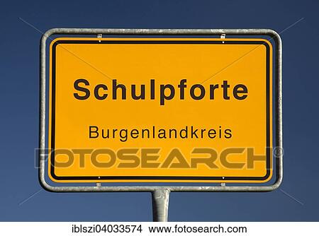 Picture - "City limits sign, Schulpforte, Burgenlandkreis, Saxony-Anhalt, Germany, Europe". Fotosearch
