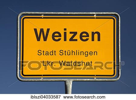 "City limits sign, Weizen or wheat, city Stuhlingen, Waldshut, Baden-Wurtemberg, Germany, Europe" View Large Photo Image Stock Photo - "City limits sign, Weizen or wheat, city Stuhlingen, Waldshut, Baden-Wurtemberg, Germany, Europe". Fotosearch