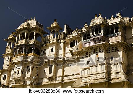 Stock Image - "City Palace, Udaipur, Rajasthan, India, Asia". Fotosearch