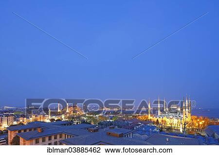 "City panorama with the Hagia Sophia and the Blue Mosque, Sultan Ahmed Mosque, Sultanahmet, Istanbul, European side, Turkey, Asia" View Large Photo Image Stock Image - "City panorama with the Hagia Sophia and the Blue Mosque, Sultan Ahmed Mosque, Sultanahmet, Istanbul, European side, Turkey, Asia". Fotosearch