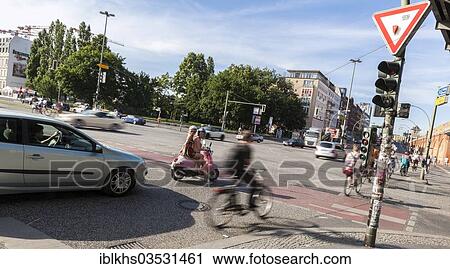 "City traffic at the road junction of Warschauer Strasse and Stralauer Allee, Friedrichshain, Berlin, Berlin, Germany, Europe" View Large Photo Image Stock Image - "City traffic at the road junction of Warschauer Strasse and Stralauer Allee, Friedrichshain, Berlin, Berlin, Germany, Europe". Fotosearch