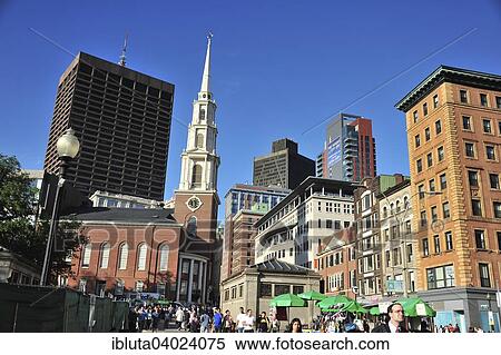 Stock Photography - "City view with Park Street Church, Boston, Massachusetts, United States, North America". Fotosearch