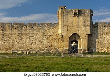 "City wall with a city gate, exterior, Aigues-Mortes, Region Languedoc-Roussillon, France, Europe" View Large Photo Image Stock Image - "City wall with a city gate, exterior, Aigues-Mortes, Region Languedoc-Roussillon, France, Europe". Fotosearch