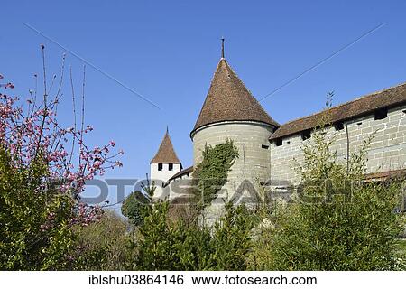 "City wall with towers, Murten, Canton of Fribourg, Switzerland, Europe" View Large Photo Image Stock Photograph - "City wall with towers, Murten, Canton of Fribourg, Switzerland, Europe". Fotosearch