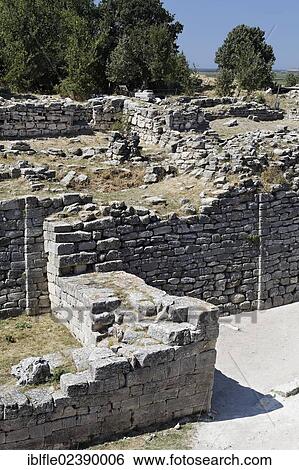 Stock Photograph - "City walls and the ruins of Troy, Truva, UNESCO World Heritage Site, Canakkale, Canakkale, Marmara, Turkey, Asia". Fotosearch