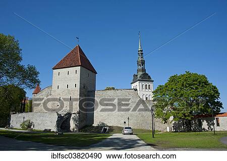 Stock Image - "City walls, Toompea, Upper Town, Tallinn, Estonia, Baltic States, Europe". Fotosearch