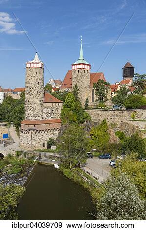 "Cityscape of Bautzen on the Spree river with the Old Waterworks, Ortenburg Castle, St Michael's Church and the Water Tower, from left, Bautzen, Saxony, Germany, Europe" View Large Photo Image Stock Photo - "Cityscape of Bautzen on the Spree river with the Old Waterworks, Ortenburg Castle, St Michael's Church and the Water Tower, from left, Bautzen, Saxony, Germany, Europe". Fotosearch