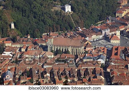 Stock Image - "Cityscape of Brasov, Kronstadt with the Black Church or Biserica Neagra, Brasov, Kronstadt, Siebenburgen, Romania, Europe". Fotosearch