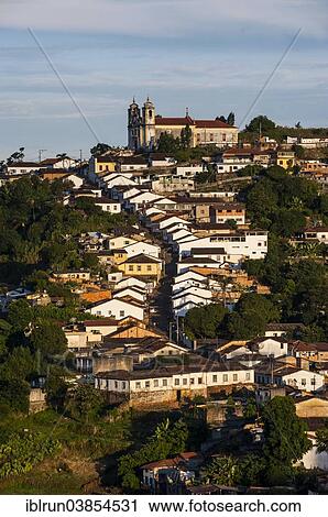 Stock Image - "Cityscape of Ouro Preto, UNESCO World Heritage Site, Minas Gerais, Brazil, South America". Fotosearch