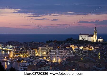 "Cityscape of Piran in the evening, Piran, Coastal–Karst Statistical Region, Slovenia, Europe" View Large Photo Image Stock Photograph - "Cityscape of Piran in the evening, Piran, Coastal–Karst Statistical Region, Slovenia, Europe". Fotosearch