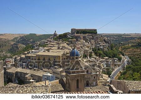 Stock Photography - "Cityscape, Ragusa Ibla, Ragusa, Ragusa Province, Sicily, Italy, Europe". Fotosearch