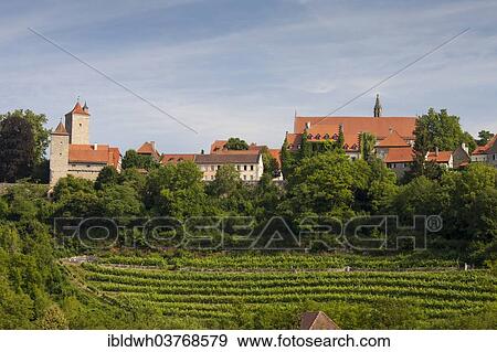 Stock Photo - "Cityscape, Rothenburg ob der Tauber, Franconia, Bavaria, Germany, Europe". Fotosearch