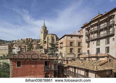 "Cityscape with cathedral, Albarracin, Aragon, Spain, Europe" View Large Photo Image Stock Image - "Cityscape with cathedral, Albarracin, Aragon, Spain, Europe". Fotosearch