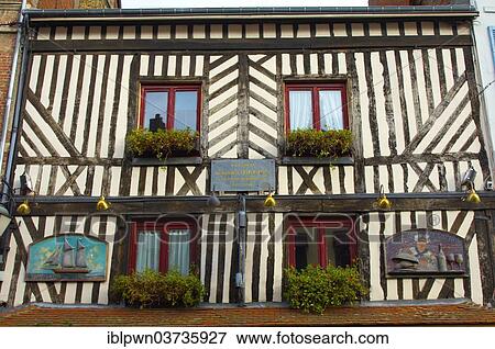 "Classic half-timbered house, Le Champlain Restaurant, Honfleur, Normandy, France, Europe" View Large Photo Image Stock Photo - "Classic half-timbered house, Le Champlain Restaurant, Honfleur, Normandy, France, Europe". Fotosearch