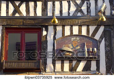 Stock Photography - "Classic half-timbered house, Le Champlain Restaurant, Honfleur, Normandy, France, Europe". Fotosearch