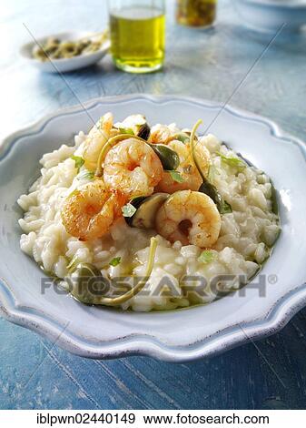 Stock Photo - Classic risotto with prawns. Fotosearch