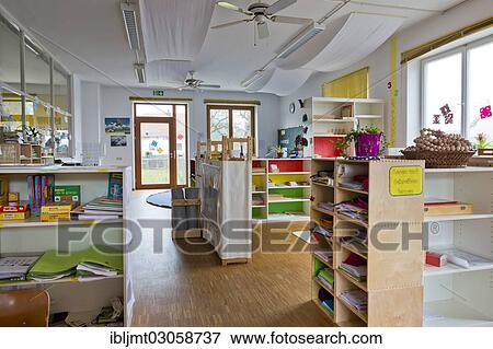 Stock Photo - "Classrooms of a free school, Aktive Schule Petershausen, active school, Petershausen, Upper Bavaria, Bavaria, Germany, Europe". Fotosearch