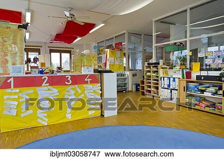 Stock Photo - "Classrooms of a free school, Aktive Schule Petershausen, active school, Petershausen, Upper Bavaria, Bavaria, Germany, Europe". Fotosearch