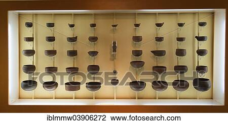 Stock Image - "Clay bowls made by Guanche natives of the Canary Islands, in a showroom, La Palma, Canary Islands, Spain, Europe". Fotosearch