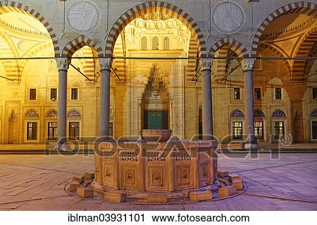 Stock Image - "Cleaning fountain in the courtyard of the Selimiye Mosque, built by Mimar Sinan, Edirne, East Thrace, Turkey, Asia". Fotosearch