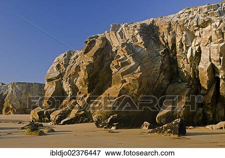 "Cliffs and beach at the Cote Sauvage on the west side of the Quiberon peninsula, southern Brittany, Bretagne, France, Europe" View Large Photo Image Stock Photo - "Cliffs and beach at the Cote Sauvage on the west side of the Quiberon peninsula, southern Brittany, Bretagne, France, Europe". Fotosearch