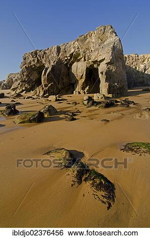 "Cliffs and beach at the Cote Sauvage on the west side of the Quiberon peninsula, southern Brittany, Bretagne, France, Europe" View Large Photo Image Stock Photograph - "Cliffs and beach at the Cote Sauvage on the west side of the Quiberon peninsula, southern Brittany, Bretagne, France, Europe". Fotosearch
