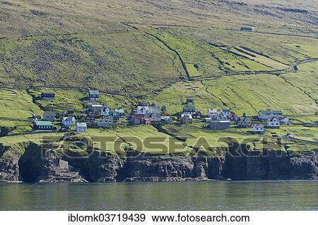 "Cliffs, grasslands, village threatened by depopulation, Kirkja, Fugloy, Norooyar, Faroe Islands, Denmark, Europe" View Large Photo Image Stock Photo - "Cliffs, grasslands, village threatened by depopulation, Kirkja, Fugloy, Norooyar, Faroe Islands, Denmark, Europe". Fotosearch