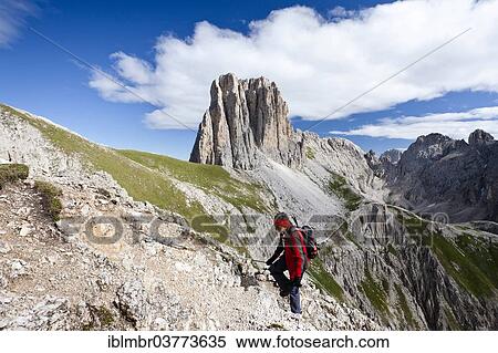 "Climber on the Croda Rossa Via Ferrata, Mt Tscheinerspitze at back, Dolomites, Trentino-Alto Adige, Italy, Europe" View Large Photo Image Stock Photography - "Climber on the Croda Rossa Via Ferrata, Mt Tscheinerspitze at back, Dolomites, Trentino-Alto Adige, Italy, Europe". Fotosearch
