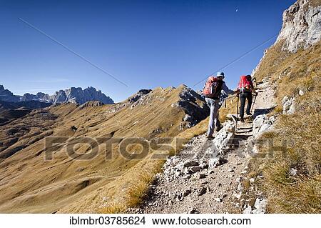 "Climbers on the Peitlerscharte pass ascending to Peitlerkofel in Puez-Geisler Nature Park, behind the Kreuzkofeljoch and the Odle, Dolomites, South Tyrol, Italy, Europe" View Large Photo Image Picture - "Climbers on the Peitlerscharte pass ascending to Peitlerkofel in Puez-Geisler Nature Park, behind the Kreuzkofeljoch and the Odle, Dolomites, South Tyrol, Italy, Europe". Fotosearch